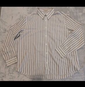 Eddie Bauer Button Shirt Men's XL Striped Multicolor Cotton Long Sleeve